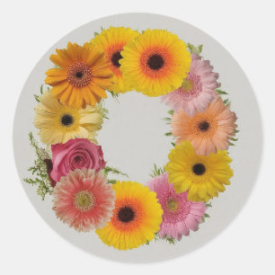 Alphabet O in Flowers Classic Round Sticker