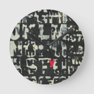Alphabet Painting by Norman Wyatt Round Clock