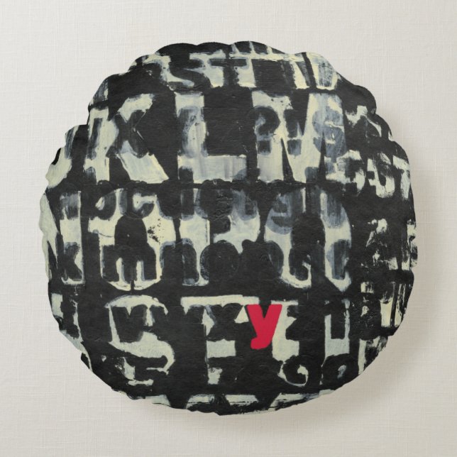 Alphabet Painting by Norman Wyatt Round Cushion (Front)