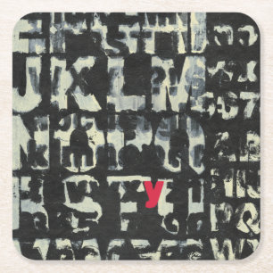 Alphabet Painting by Norman Wyatt Square Paper Coaster