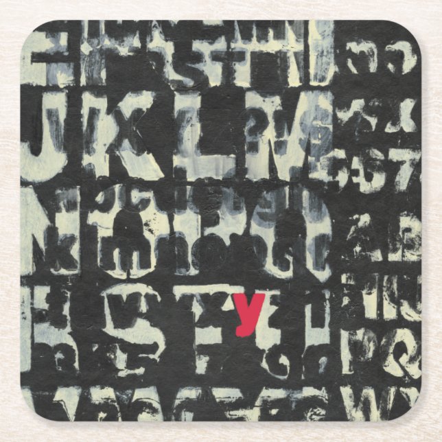 Alphabet Painting by Norman Wyatt Square Paper Coaster (Front)