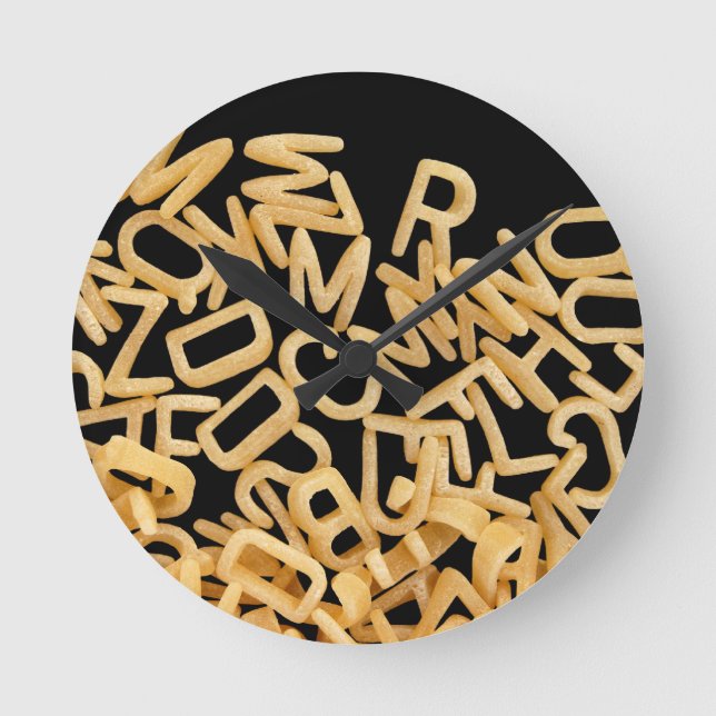 alphabet pasta background round clock (Front)
