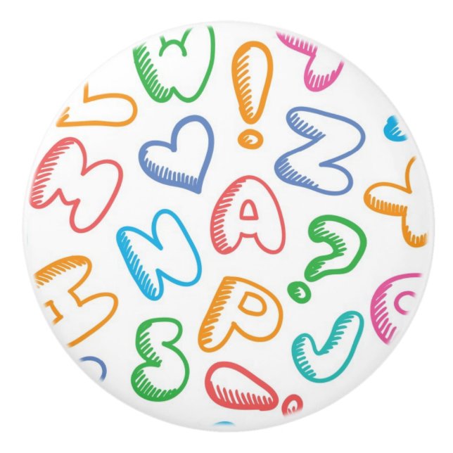 alphabet pattern ceramic knob (Front)