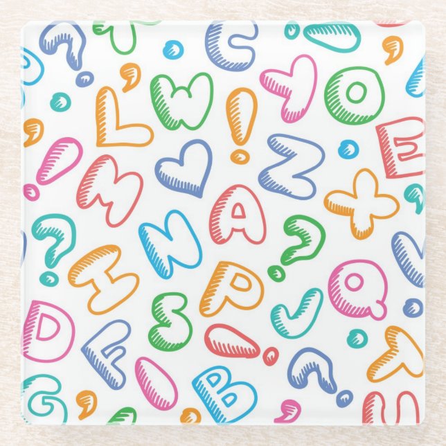 alphabet pattern glass coaster (Front)