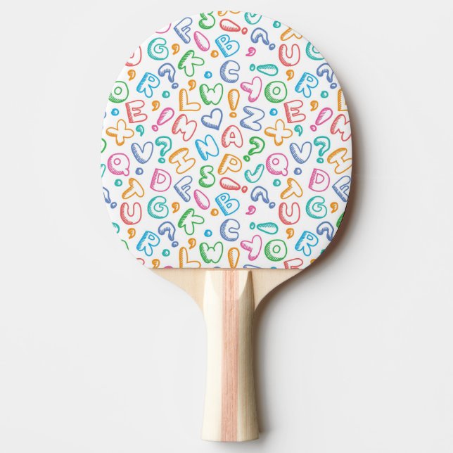 alphabet pattern ping pong paddle (Front)