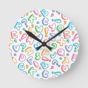 alphabet pattern round clock