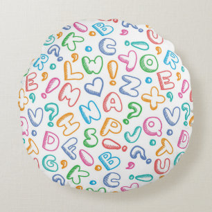 alphabet pattern round cushion
