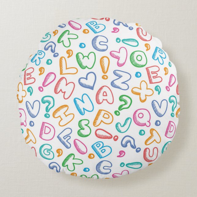 alphabet pattern round cushion (Front)