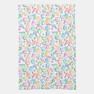 alphabet pattern tea towel