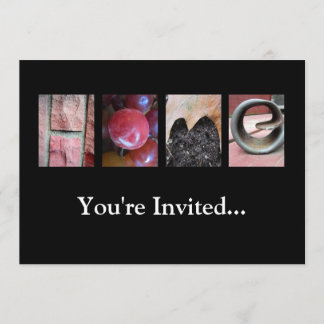 Alphabet Photography Collage, HOME Letter Word Art Invitation