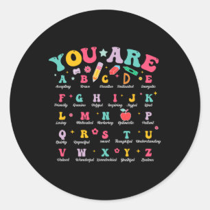 Alphabet Positive Affirmations Back To School Teac Classic Round Sticker