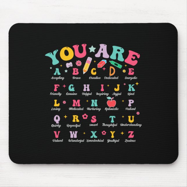 Alphabet Positive Affirmations Back To School Teac Mouse Mat (Front)