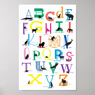 Alphabet Poster with Animal Silhouettes