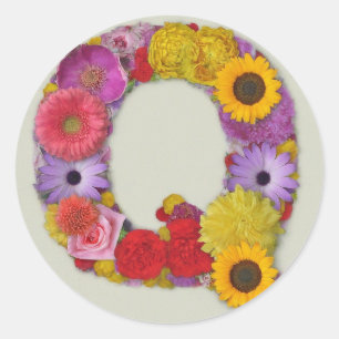 Alphabet Q in Flowers Classic Round Sticker