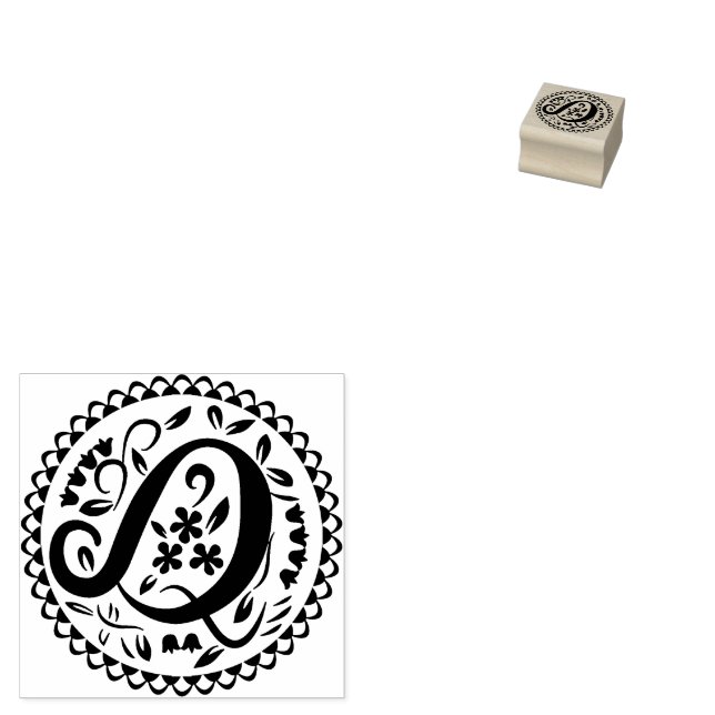 Alphabet Q Rubber Stamp (Stamped)