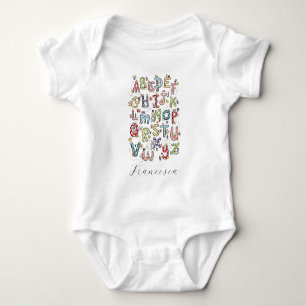 Alphabet Rabbits, Butterflies, Fairies & Flowers  Baby Bodysuit