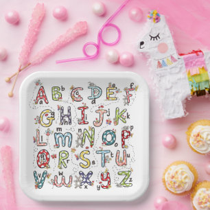 Alphabet Rabbits, Butterflies, Fairies & Flowers Paper Plate