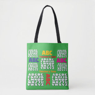 Alphabet Rainbow Green   Tote Bag