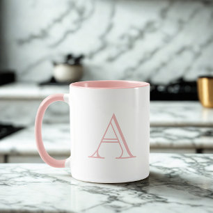 Alphabet Rose Pink Monogrammed Coffee Mug