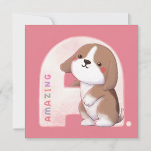 Alphabet Series: "A" Amazing Beagle Illustration Invitation