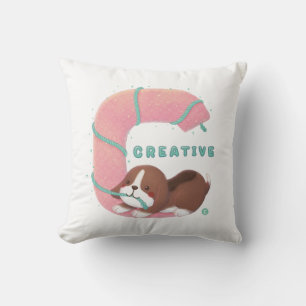 Alphabet Series: "C" Creative Beagle Illustration Cushion