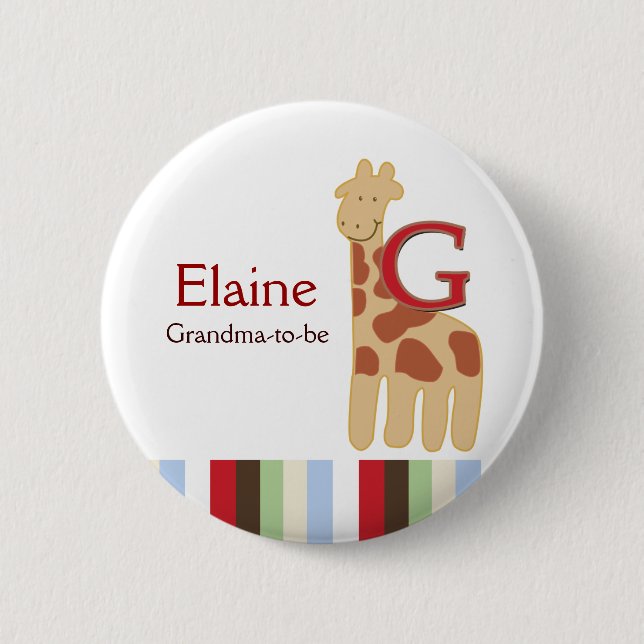 Alphabet Soup (Giraffe) NAME TAG Custom Button (Front)