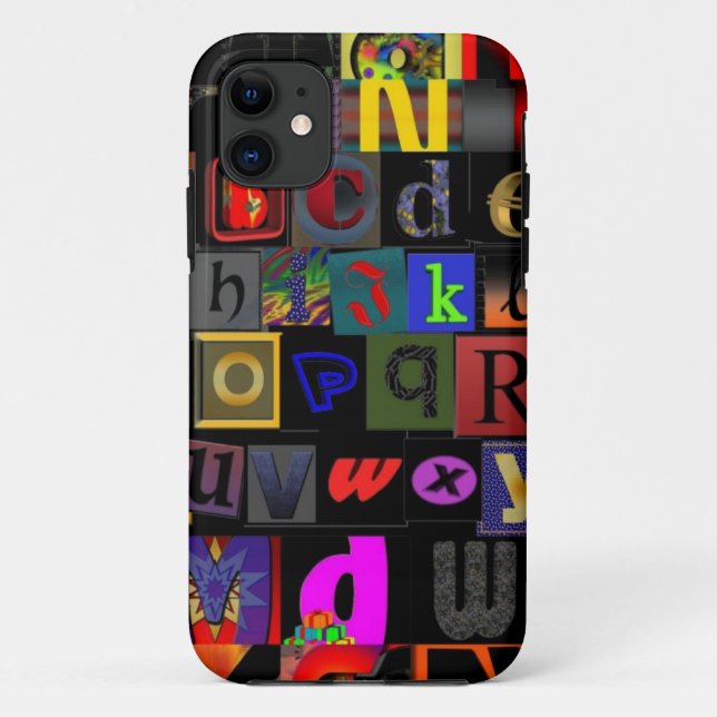 Alphabet Soup, mosaic letters design, fun colourfu Case-Mate iPhone Case (Back)