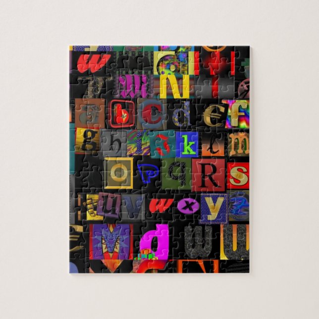 Alphabet Soup, mosaic letters design, fun colourfu Jigsaw Puzzle (Vertical)