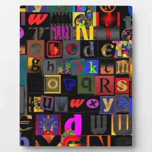 Alphabet Soup, mosaic letters design, fun colourfu Plaque