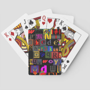 Alphabet Soup, mosaic letters design, fun colourfu Playing Cards