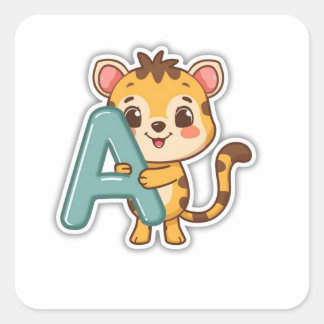 Alphabet Sticker – A with Alligator
