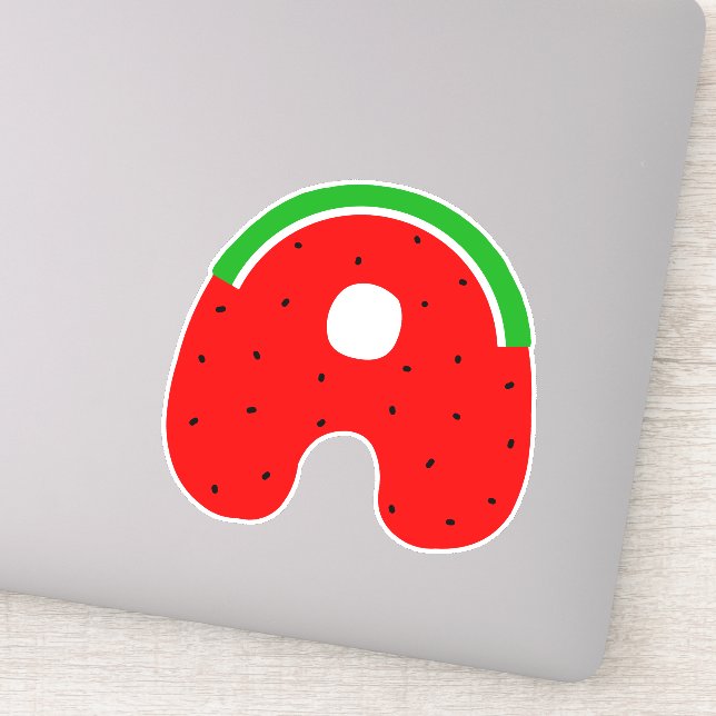 Alphabet Sticker, Letter A Sticker, Watermelon (Detail)
