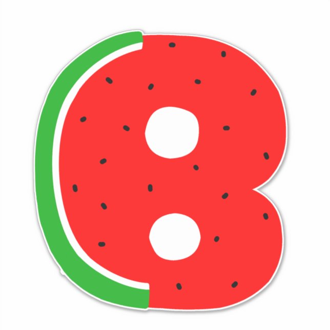 Alphabet Sticker, Letter B Sticker, Watermelon (Front)