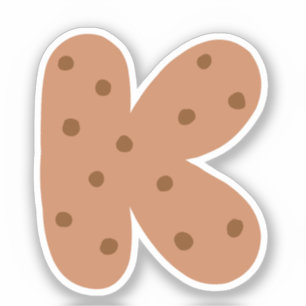 Alphabet Sticker, Letter K Sticker, Cookie 