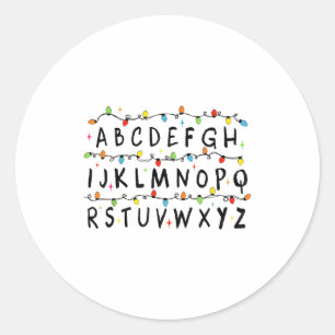 Alphabet Stranger Christmas 2025 Lights Boys Girls Classic Round Sticker