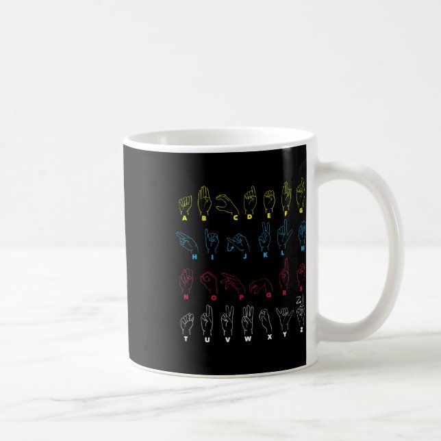 Alphabet Teacher American Sing Language Asl Chart  Coffee Mug (Right)