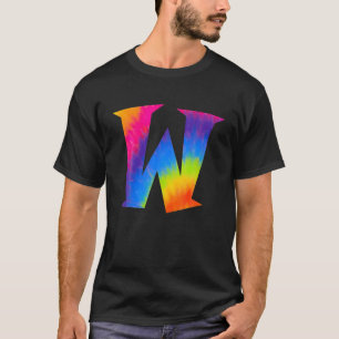 Alphabet Tie Dye Centre Big Letter W T-Shirt