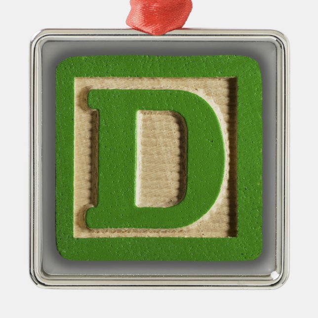 Alphabet Toy Block D Metal Tree Decoration (Front)