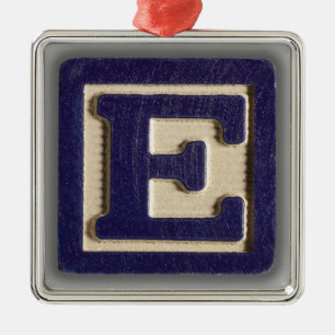 Alphabet Toy Block E Metal Tree Decoration