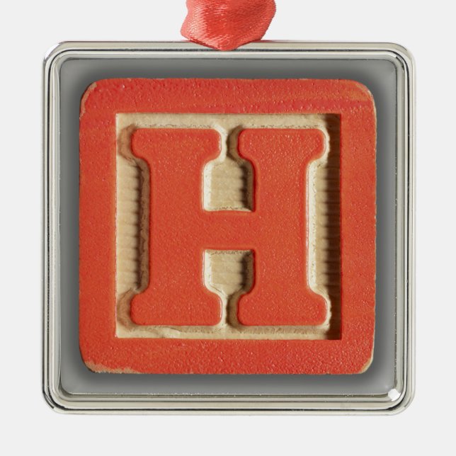 Alphabet Toy Block H Metal Tree Decoration (Front)
