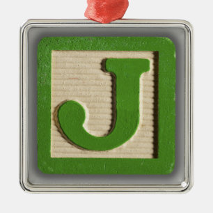 Alphabet Toy Block J Metal Tree Decoration