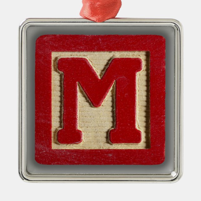 Alphabet Toy Block M Metal Tree Decoration (Front)