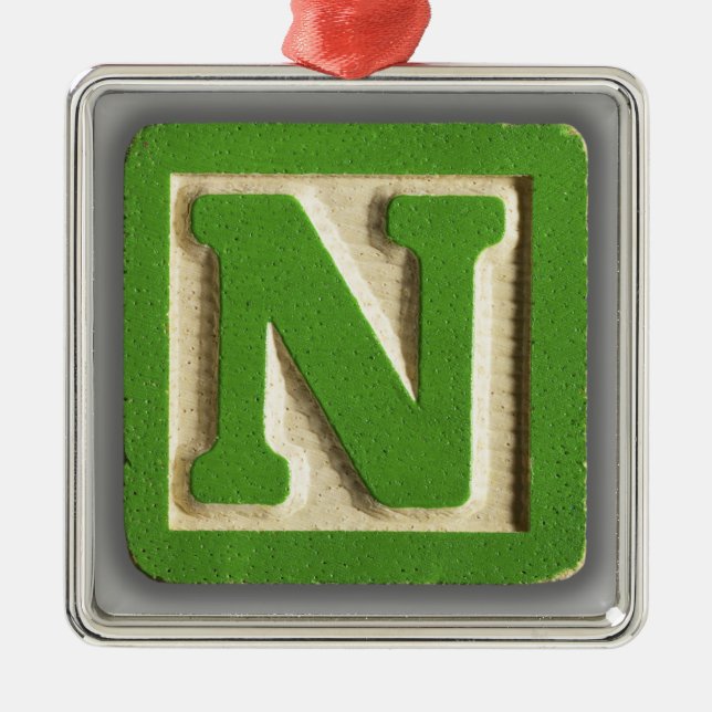 Alphabet Toy Block N Metal Tree Decoration (Front)