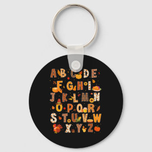 Alphabet Turkey Pumpkin Autumn Thanksgiving Teache Key Ring