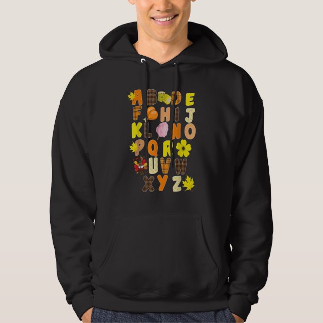 Alphabet  Turkey Thanksgiving Costume Preschool Te Hoodie (Front)