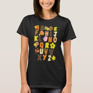 Alphabet  Turkey Thanksgiving Costume Preschool Te T-Shirt