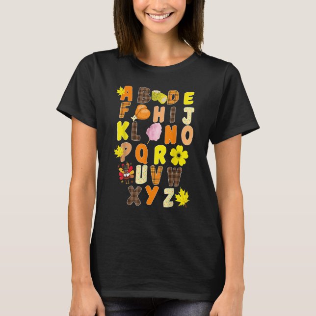 Alphabet  Turkey Thanksgiving Costume Preschool Te T-Shirt (Front)