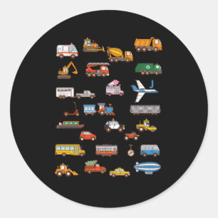 Alphabet Vehicles Abc Construction Truck Teachers Classic Round Sticker