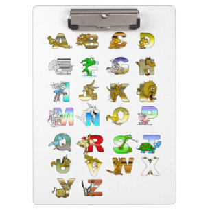 Alphabet with animal pictures and letters clipboard