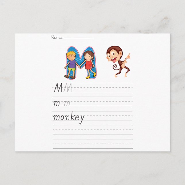 Alphabet worksheet postcard (Front)